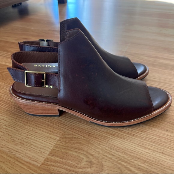 Patina by Portland sling back mule leather sandals mocha brown Sz 9.5 - Picture 4 of 10